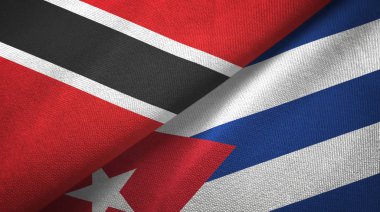 Trinidad ve Tobago ve Küba iki bayraklar tekstil kumaş, kumaş doku