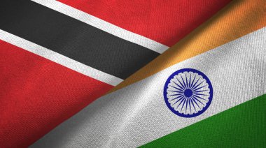 Trinidad ve Tobago ve Hindistan iki bayraklar tekstil kumaş, kumaş doku