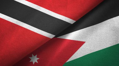 Trinidad ve Tobago ve Ürdün iki bayraklar tekstil kumaş, kumaş doku