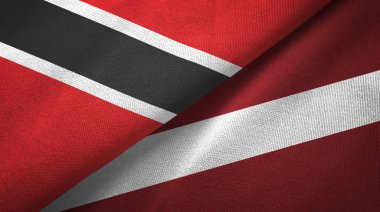 Trinidad ve Tobago ve Letonya iki bayraklar tekstil kumaş, kumaş doku