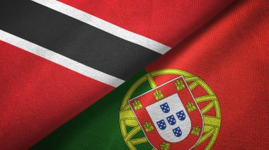 Trinidad ve Tobago ve Portekiz iki bayraklar tekstil kumaş, kumaş doku