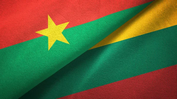 Burkina Faso ve Litvanya iki bayraklar tekstil kumaş, kumaş doku — Stok fotoğraf