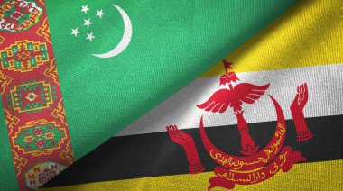 Türkmenistan ve Brunei iki bayrak tekstil bezi