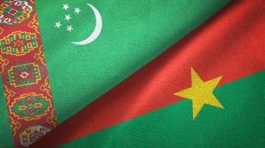 Türkmenistan ve Burkina Faso iki bayrak lı tekstil kumaş, kumaş doku 