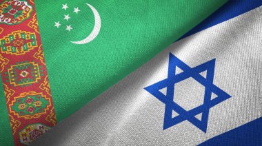 Türkmenistan ve İsrail iki bayrak tekstil kumaş, kumaş doku