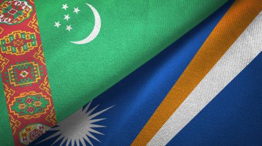 Türkmenistan ve Marshall Adaları iki bayrak tekstil kumaş, kumaş doku