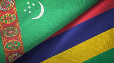 Türkmenistan ve Mauritius iki bayrak tekstil kumaş, kumaş doku
