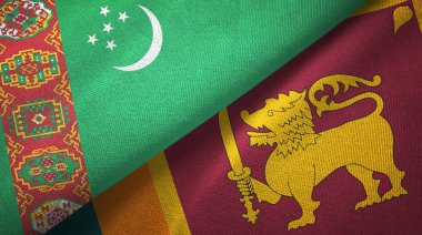 Türkmenistan ve Sri Lanka iki bayrak tekstil kumaş, kumaş doku