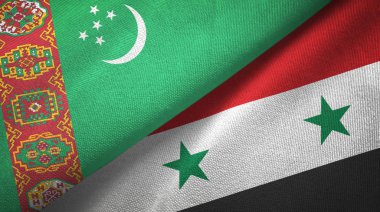 Türkmenistan ve Suriye iki bayrak tekstil kumaş, kumaş doku
