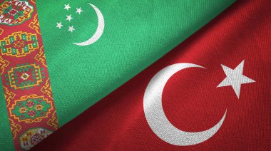 Türkmenistan ve Türkiye'de iki bayrak tekstil kumaş, kumaş doku