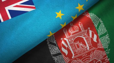Tuvalu ve Afganistan iki bayrak tekstil kumaş, kumaş doku 