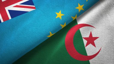 Tuvalu ve Cezayir iki bayraktekstil kumaş, kumaş doku 