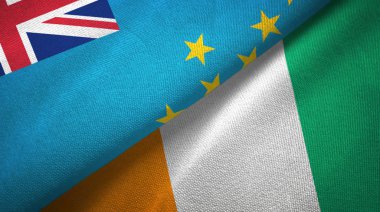 Tuvalu and Cote dIvoire Ivory coast two flags textile fabric texture 