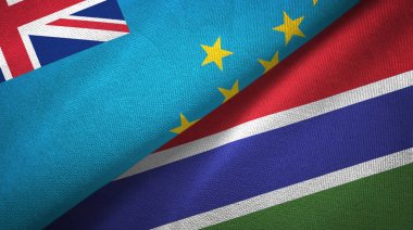 Tuvalu ve Gambiya iki bayraktekstil kumaş, kumaş doku