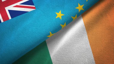 Tuvalu ve İrlanda iki bayraklar tekstil kumaş, kumaş doku