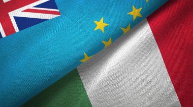 Tuvalu ve İtalya iki bayraktekstil kumaş, kumaş doku