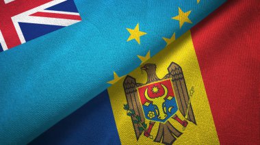 Tuvalu ve Moldova iki bayrak tekstil kumaş, kumaş doku