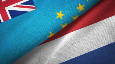 Tuvalu ve Hollanda iki bayraktekstil kumaş, kumaş doku