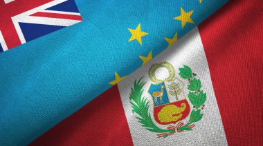 Tuvalu ve Peru iki bayraklar tekstil kumaş, kumaş doku
