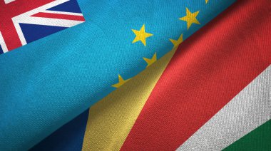 Tuvalu ve Seyşeller iki bayrak tekstil kumaş, kumaş doku