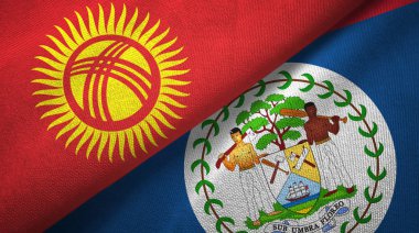 Kırgızistan ve Belize iki bayrak tekstil kumaş, kumaş doku 