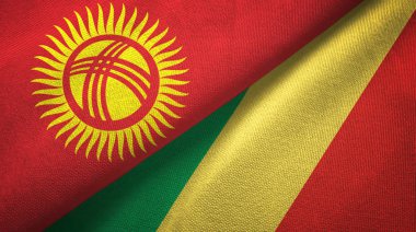 Kırgızistan ve Kongo iki bayrak tekstil kumaş, kumaş doku 
