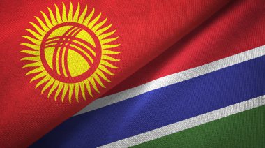 Kırgızistan ve Gambiya iki bayrak tekstil kumaş, kumaş doku