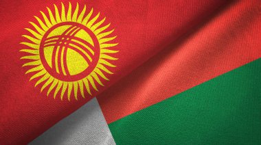 Kırgızistan ve Madagaskar iki bayrak tekstil kumaş, kumaş doku