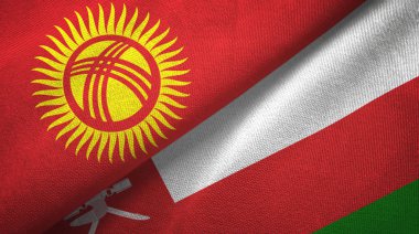 Kırgızistan ve Umman iki bayrak tekstil kumaş, kumaş doku