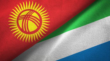 Kırgızistan ve Sierra Leone iki bayraklı tekstil kumaş, kumaş doku