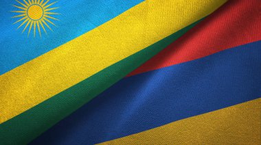 Ruanda ve Ermenistan iki bayrak tekstil kumaş, kumaş doku 