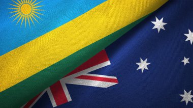 Ruanda ve Avustralya iki bayraklar tekstil kumaş, kumaş doku 