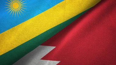 Ruanda ve Bahreyn iki bayraklar tekstil kumaş, kumaş doku 