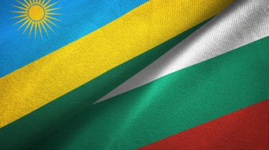 Ruanda ve Bulgaristan iki bayrak tekstil kumaş, kumaş doku 