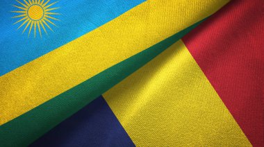Ruanda ve Çad iki bayrak tekstil kumaş, kumaş doku 