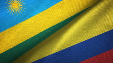 Ruanda ve Kolombiya iki bayrak tekstil kumaş, kumaş doku
