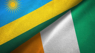 Ruanda ve Cote divoire Fildişi sahili iki bayraklar tekstil kumaş doku 
