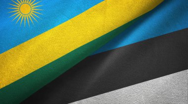 Ruanda ve Estonya iki bayrak tekstil kumaş, kumaş doku