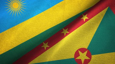 Ruanda ve Grenada iki bayrak tekstil kumaş, kumaş doku