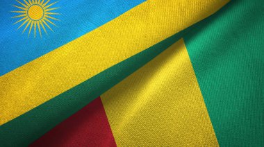 Ruanda ve Gine iki bayrak tekstil kumaş, kumaş doku