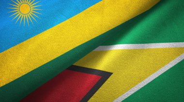 Ruanda ve Guyana iki bayrak tekstil kumaş, kumaş doku