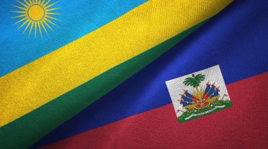 Ruanda ve Haiti iki bayraklar tekstil kumaş, kumaş doku
