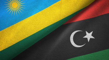Ruanda ve Libya iki bayrak tekstil kumaş, kumaş doku
