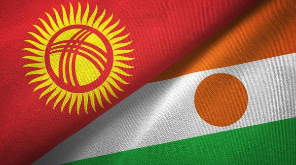 Kırgızistan ve Nijer iki bayrak tekstil kumaş, kumaş doku