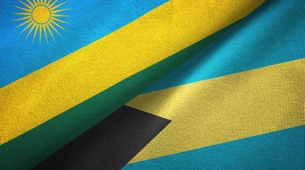 ルワンダとバハマ2つの旗織物布、生地の質感 — ストック写真