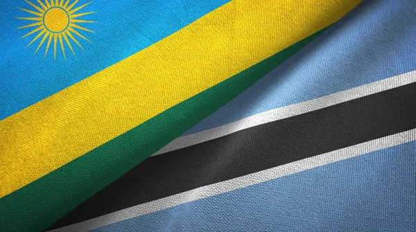 Ruanda ve Botsvana iki bayrak tekstil kumaş, kumaş doku 