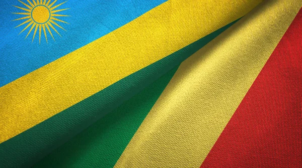 Ruanda ve Kongo iki bayrak tekstil kumaş, kumaş doku 