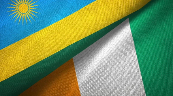 Ruanda ve Cote divoire Fildişi sahili iki bayraklar tekstil kumaş doku 