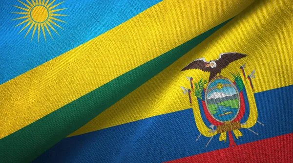 Ruanda ve Ekvador iki bayraklar tekstil kumaş, kumaş doku