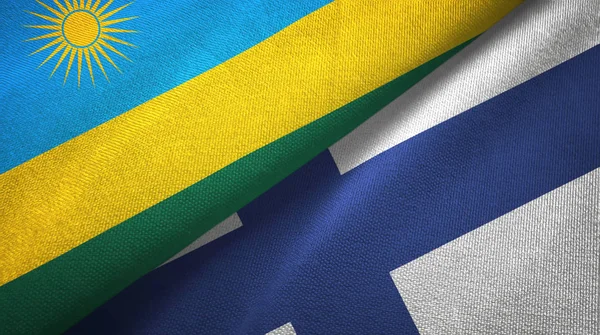 Ruanda ve Finlandiya iki bayrak tekstil kumaş, kumaş doku